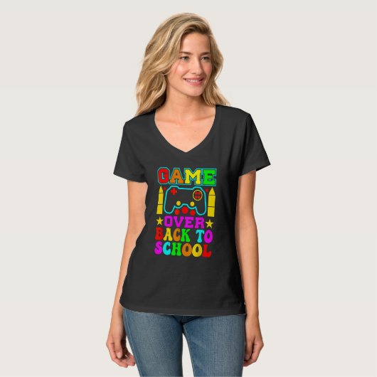 Game Over Back To School Teacher Student Controll T-shirt (Voorkant volledig)