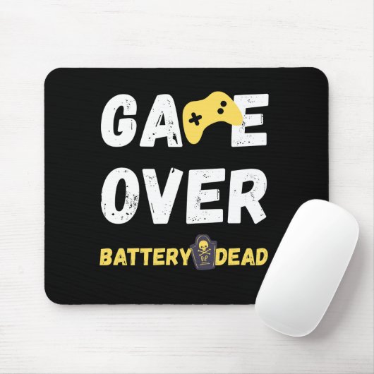 Game Over Battery Dead Funny Gamer Design Muismat (Met muis)
