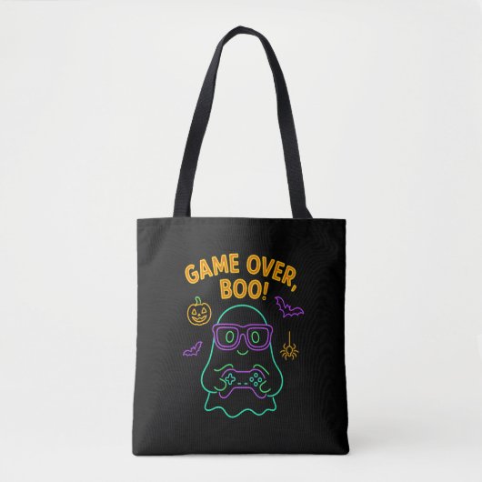 Game Over Boo Grappige Halloween Gamer Ghost Tote Bag (Voorkant)
