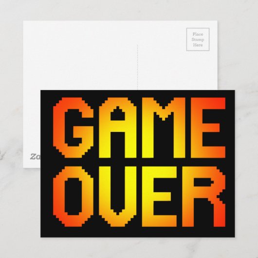 GAME OVER BRIEFKAART (Voorkant / Achterkant)