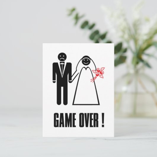 GAME OVER Briefkaart Bedankt Uitnodigingskaart (Staand voorkant)