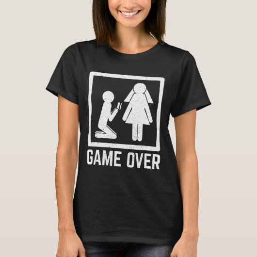 Game Over Bruidsjonkers Feest Huwelijk Alcohol Roo T-shirt (Voorkant)