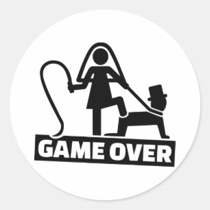 Game over bruiloft ronde sticker