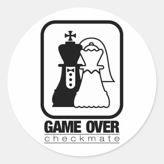 Game over Check Mate Ronde Sticker (Voorkant)