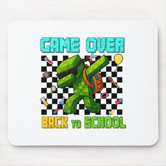 Game Over Ck To School Gamer Funny Kids First Day  Muismat (Voorkant)