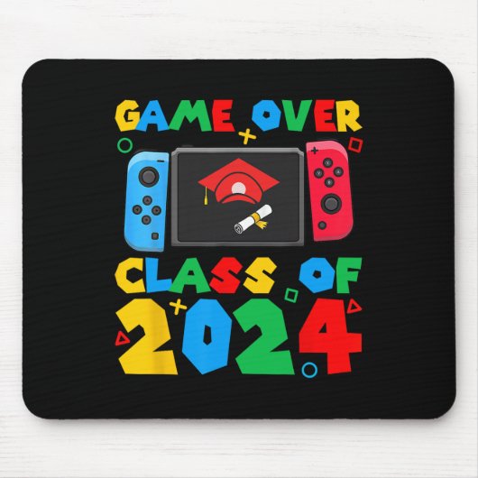 Game Over Cl Van Videospelende Studenten Grappige Muismat (Voorkant)