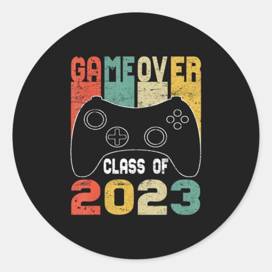 Game Over Class of 2023 Video Games Gradua Ronde Sticker (Voorkant)
