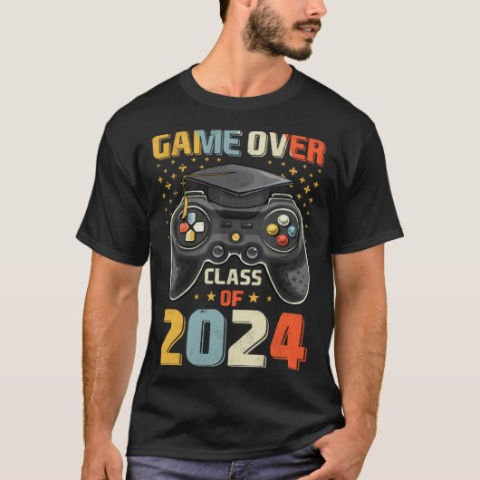 Game Over Class Of 2024 Graduation Happy Last Day  T-shirt (Voorkant)