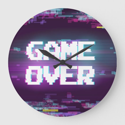 Game over concept, glitch effect. grote klok (Voorkant)