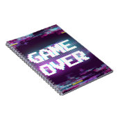 Game over concept, glitch effect. notitieboek (Rechterzijde)
