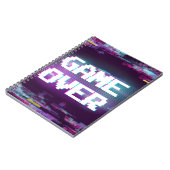 Game over concept, glitch effect. notitieboek (Linkerzijde)