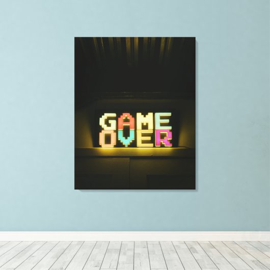 Game over Cute Simple Pixel Art Pixel Arts Easy De Canvas Afdruk (Insitu (Houten vloer))