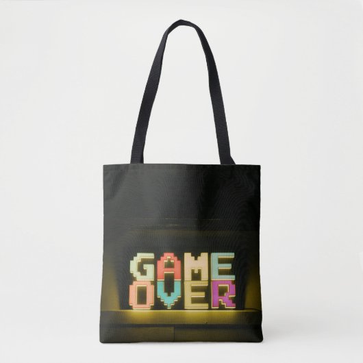 Game over Cute Simple Pixel Art Pixel Arts Easy De Tote Bag (Voorkant)