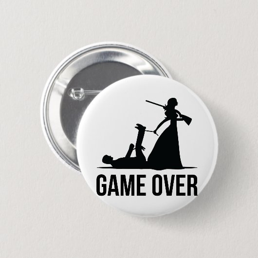 Game over de bruiloft ronde button 5,7 cm (Voorkant /achterkant)