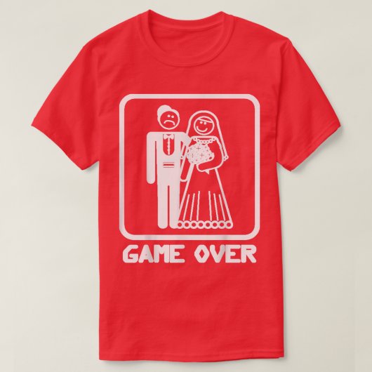 Game Over Funny Bride Groom Marriage T-shirt (Design voorkant)