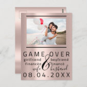 Game over Funny Save the Date Couple Photo Briefkaart (Voorkant / Achterkant)