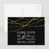 Game over Funny Save the Date Weddenschap Gold Briefkaart (Voorkant / Achterkant)