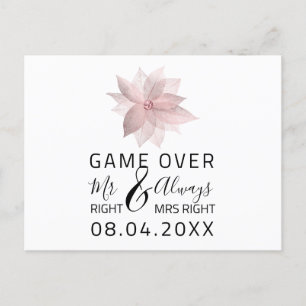 Game over Funny Save the Date Wedding Roos Briefkaart