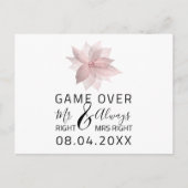 Game over Funny Save the Date Wedding Roos Briefkaart (Voorkant)