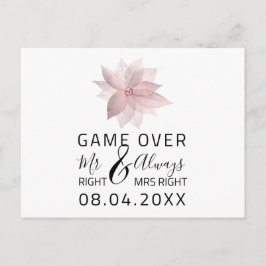 Game over Funny Save the Date Wedding Roos Briefkaart