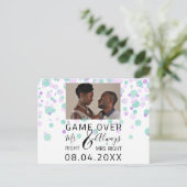 Game over Funny Save the Date Wedding Stippen Foto Briefkaart (Staand voorkant)