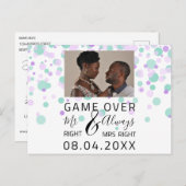 Game over Funny Save the Date Wedding Stippen Foto Briefkaart (Voorkant / Achterkant)