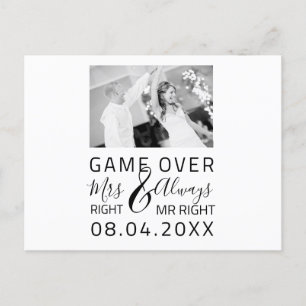 Game over Funny Save the Date Weduwfoto Briefkaart