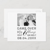 Game over Funny Save the Date Weduwfoto Briefkaart (Voorkant / Achterkant)