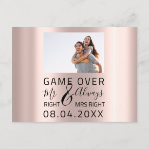 Game over Funny Save the Date Weduwfoto Briefkaart