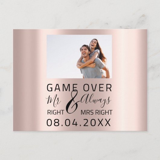 Game over Funny Save the Date Weduwfoto Briefkaart (Voorkant)