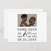 Game over Funny Save the Date Weduwfoto Briefkaart (Voorkant / Achterkant)