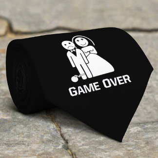 Game Over Funny Wedding Saying Black And White Stropdas