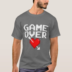 Game over gamer Valentijn met 8-bits gamingpixel T-shirt