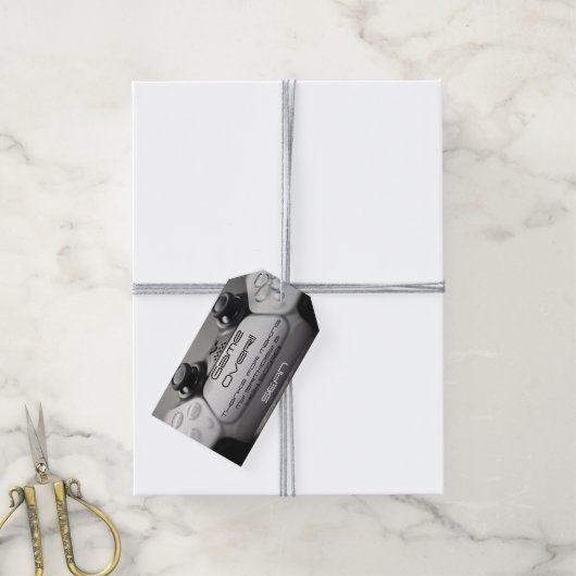 "Game Over" Gaming verjaardag Cadeaulabel (Met Touw)