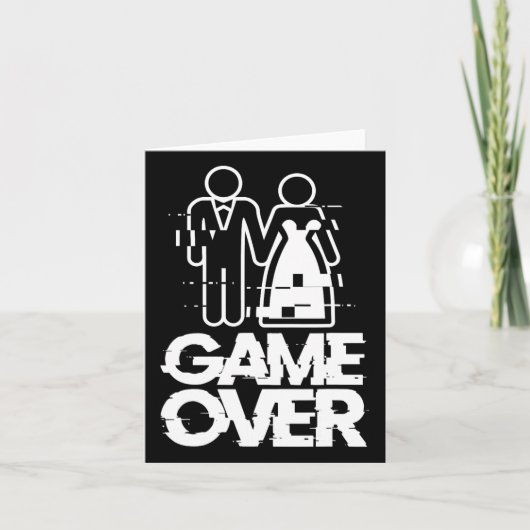 Game Over Glitch Bruid Bruidegom Funny Wedding Kaart (Voorkant)