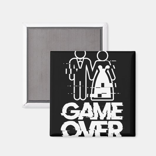 Game Over Glitch Bruid Bruidegom Funny Wedding Magneet (Voorkant / Achterkant)