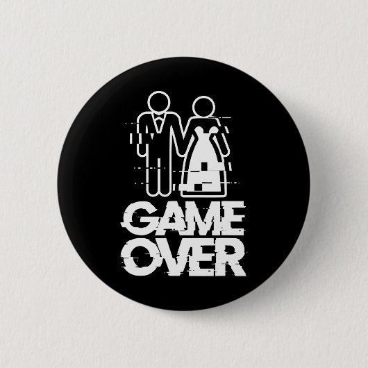 Game Over Glitch Bruid Bruidegom Funny Wedding Ronde Button 5,7 Cm (Voorkant)