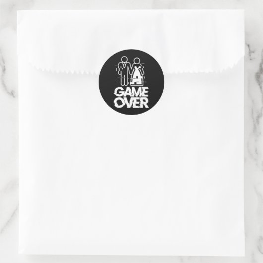 Game Over Glitch Bruid Bruidegom Funny Wedding Ronde Sticker (Tas)