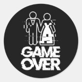 Game Over Glitch Bruid Bruidegom Funny Wedding Ronde Sticker (Voorkant)