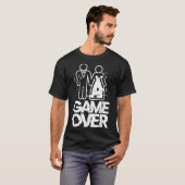 Game Over Glitch Bruid Bruidegom Funny Wedding T-shirt (Voorkant volledig)