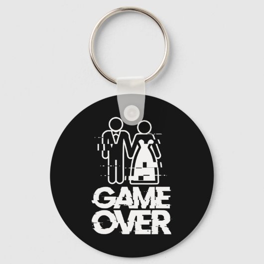Game Over Glitch Bruid Bruidegom Grappig Huwelijk Sleutelhanger (Voorkant)