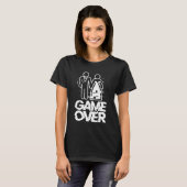 Game Over Glitch Bruid Bruidegom Grappige Bruiloft T-shirt (Voorkant volledig)