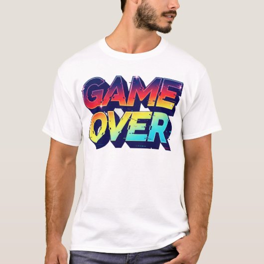 Game Over Glitch Neon T-Shirt Design (Voorkant)