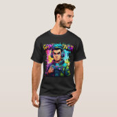 Game Over Glitch T-Shirt Retro Neon Gamer T-shirt (Voorkant volledig)