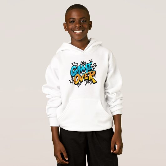 Game Over Graffiti Hoodie - Retro Gaming Stijl (Voorkant volledig)
