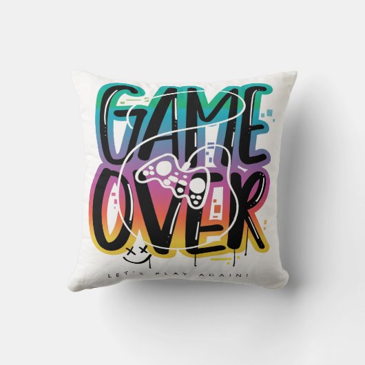 Game over graffiti joystick gamer kussen (Achterkant)