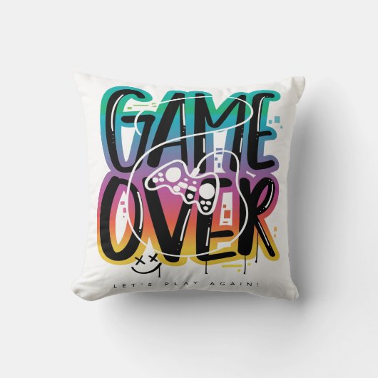 Game over graffiti joystick gamer kussen (Voorkant)