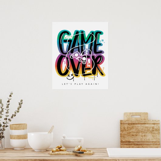 Game over graffiti joystick gamer poster (Keuken)