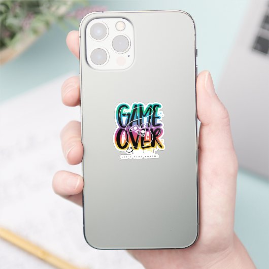 Game over graffiti joystick gamer sticker (Telefoon)