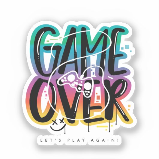 Game over graffiti joystick gamer sticker (Voorkant)